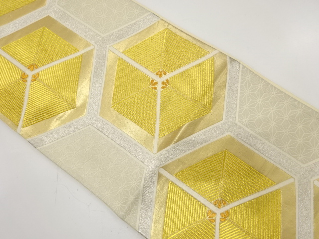 JAPANESE KIMONO / ANTIQUE FUKURO OBI / SILK / WOVEN KIKKO & YOUNGPINE & ASANOHA